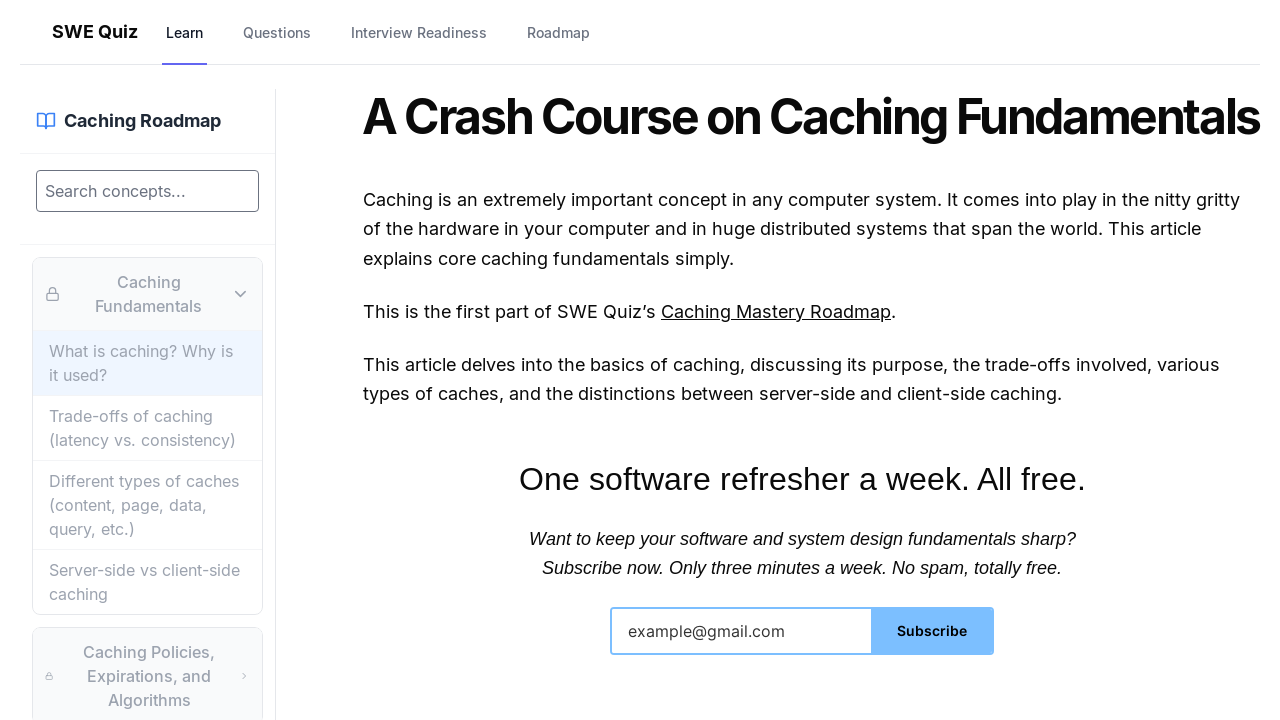 A Crash Course on Caching Fundamentals